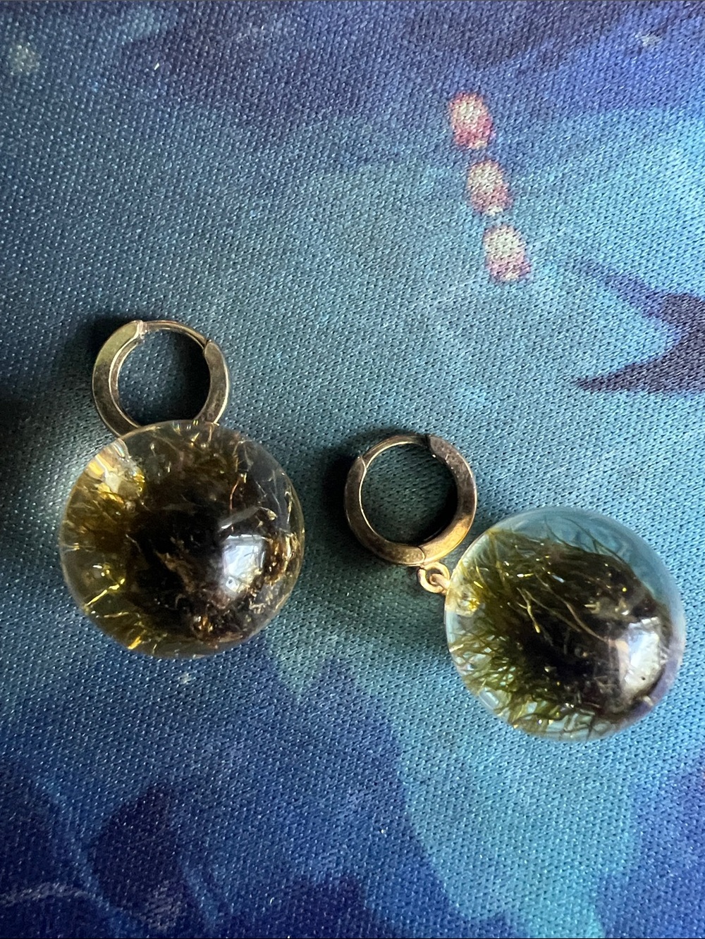 Handmade resin Sphere Drop Earrings with Irish moss